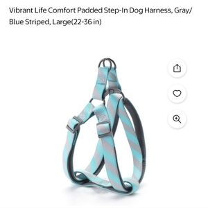 Stylish Turquoise and Gray Step-in Dog Harness, Medium/large